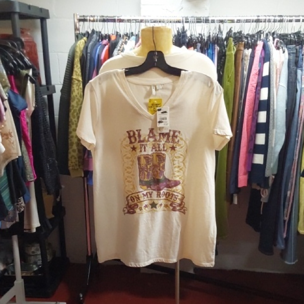 Graphic Tee with Western Boots Design